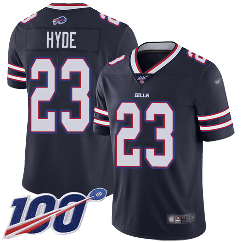 Men Buffalo Bills #23 Micah Hyde Limited Navy Blue Inverted Legend 100th Season NFL Jersey